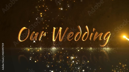 our wedding in gold letters