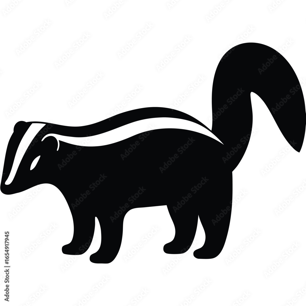Obraz premium Black Skunk Silhouette Vector Minimalist Animal Clipart Design