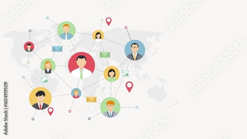 Global network of people connected on world map connection