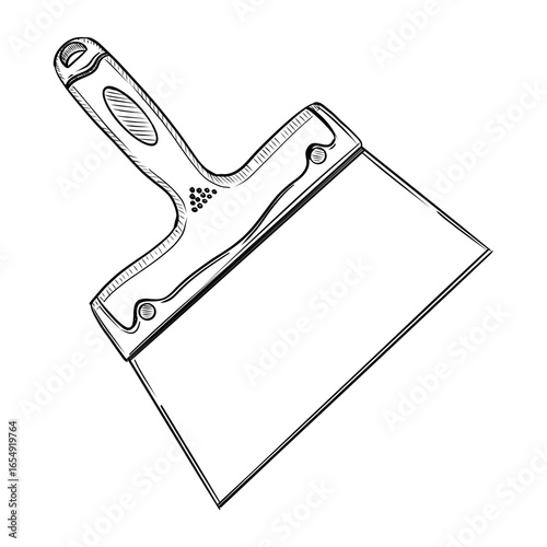 Hand drawn sketch of putty knife tool for construction and repair