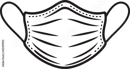 Protective Face Covering Vector Illustration in Black and White Style
