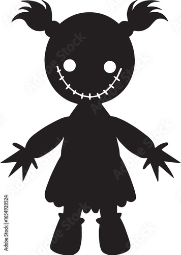 Cursed Doll Silhouette – Haunted Halloween Vector Illustration