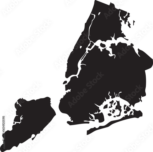 New York City Map Silhouette High Detailed 