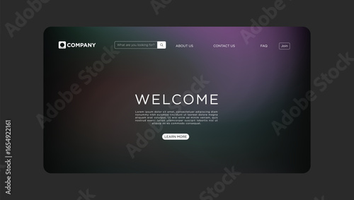 Modern website landing page with welcome message for tech startup or SaaS company design template