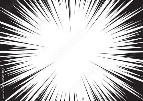 Comic zoom background in black and white. Vector illustration