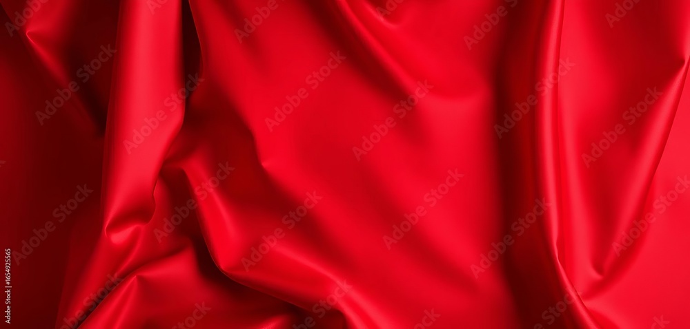 Obraz premium Rich, deep red satin fabric backdrop with luxurious sheen, photography background, intense color