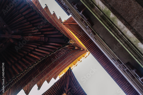 Photography Details of roof on Buddhist Jing An Tranquility Temple - Shanghai, China