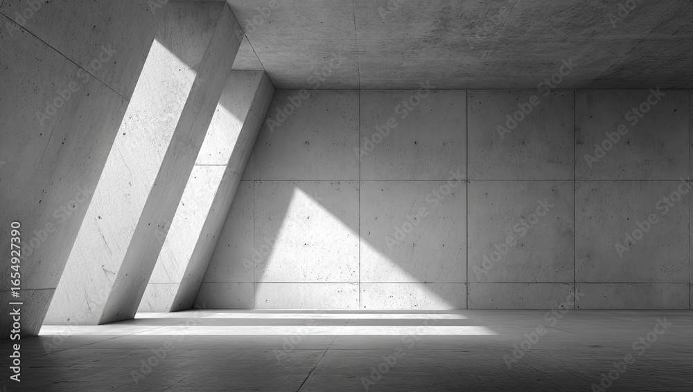 Fototapeta premium Empty concrete interior with sunlight
