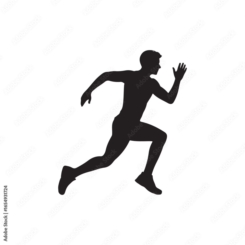 Silhouette of a male runner in motion isolated on white background Silhouette of a male runner in motion isolated on white background