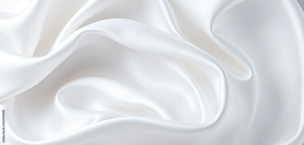 Fototapeta premium Luxurious white satin wave, elegantly draped, smooth texture, clean, soft