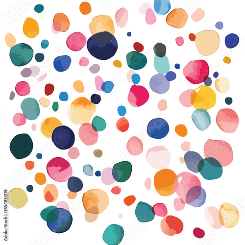 WatercolorStyle Confetti A Vibrant Array of Colorful Textured Circular Shapes
