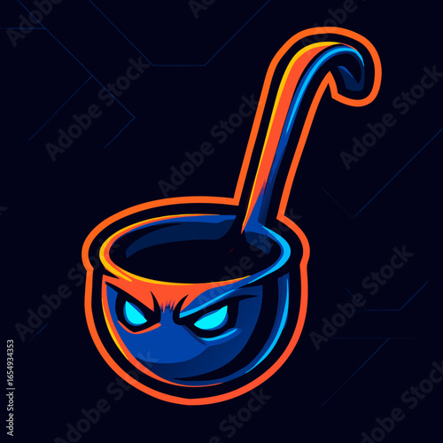 Creative Emblem Design Culinary Ladle with Stealthy Eye for Gamer Profile, Gaming Logo, or Team Identity