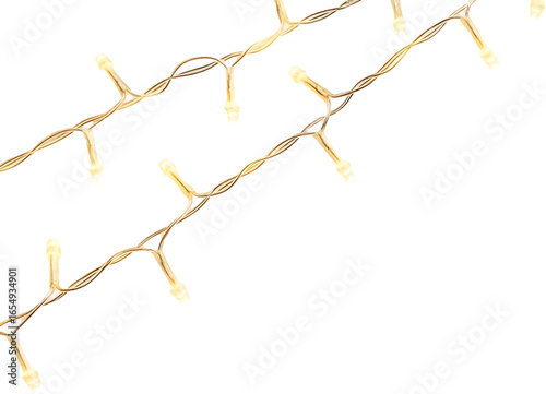 Charming luminous string lights isolated on transparant background, perfect for festive decorations and celebrations