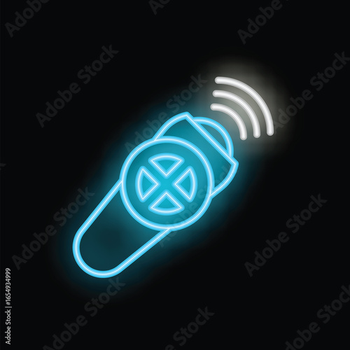 Neon sign representing an electric epilator emitting radio waves, depilating hair