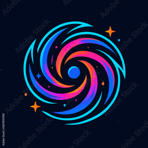 Vibrant Galactic Swirl A Colorful Vector Illustration of a Dynamic Space Phenomenon