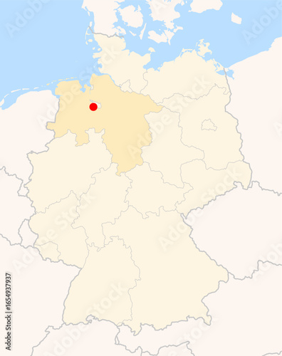 Locatormap of the city Delmenhorst (Niedersachsen) in Germany.
