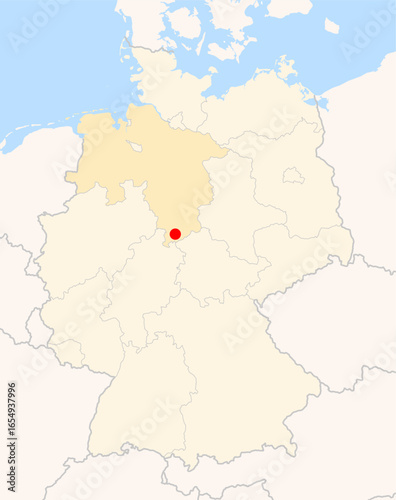Locatormap of the city Goettingen (Niedersachsen) in Germany.