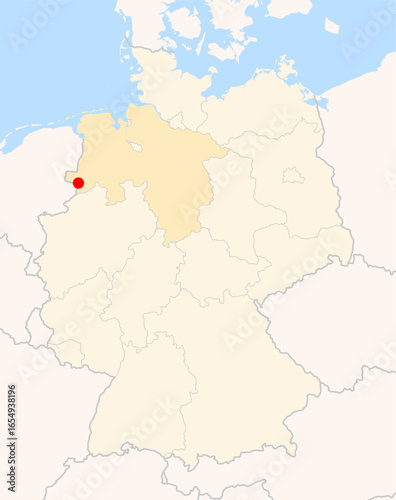 Locatormap of the city Nordhorn (Niedersachsen) in Germany.