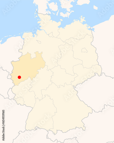 Locatormap of the city Huerth (Nordrhein-Westfalen) in Germany.