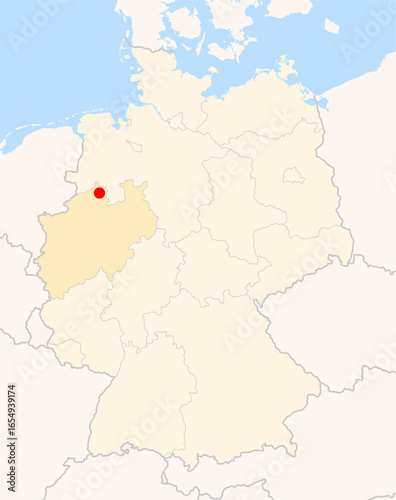 Locatormap of the city Ibbenbueren (Nordrhein-Westfalen) in Germany.