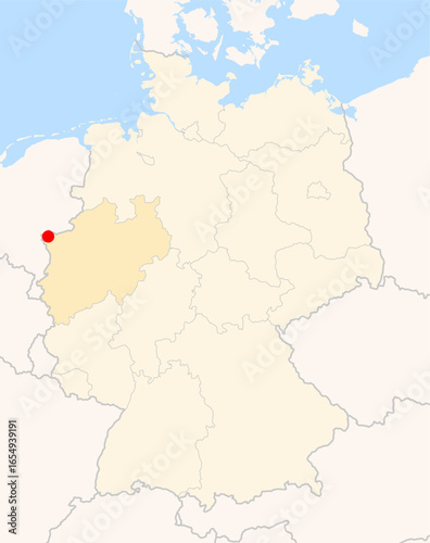 Locatormap of the city Kleve (Nordrhein-Westfalen) in Germany.