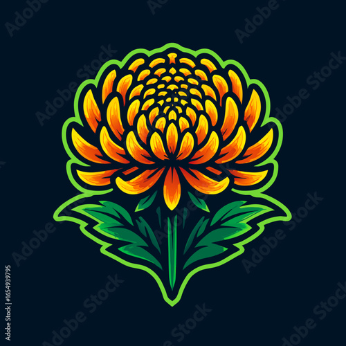Vibrant Chrysanthemum Flower Illustration A Stunning Floral Design