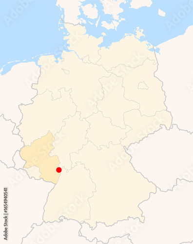 Locatormap of the city Ludwigshafen Am Rhein (Rheinland-Pfalz) in Germany.