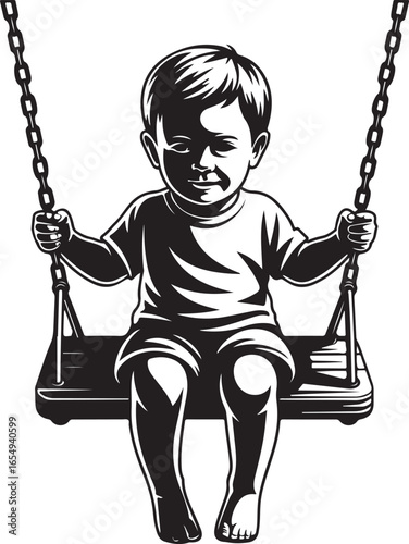 Child on Swing Vector Illustration for Childhood Fun and Playground Art