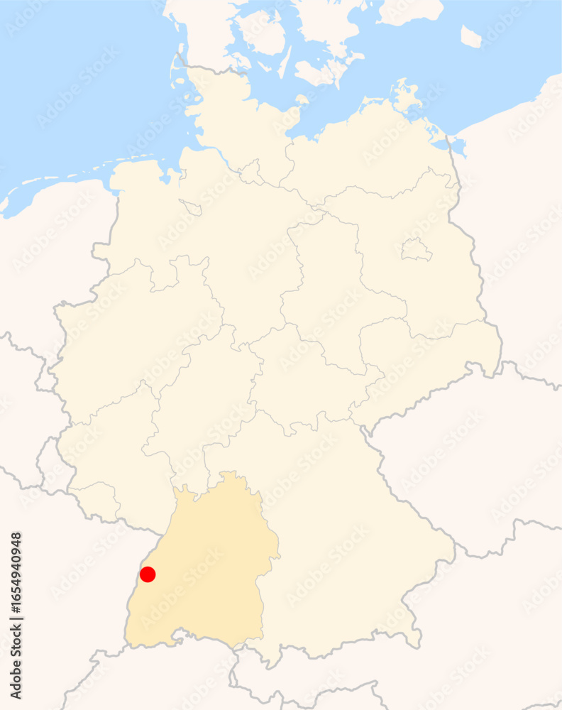 Obraz premium Locatormap of the city Offenburg (Baden-Wuerttemberg) in Germany.