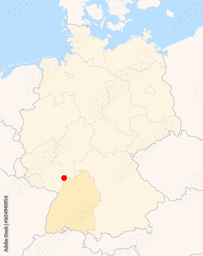 Locatormap of the city Mannheim (Baden-Wuerttemberg) in Germany.