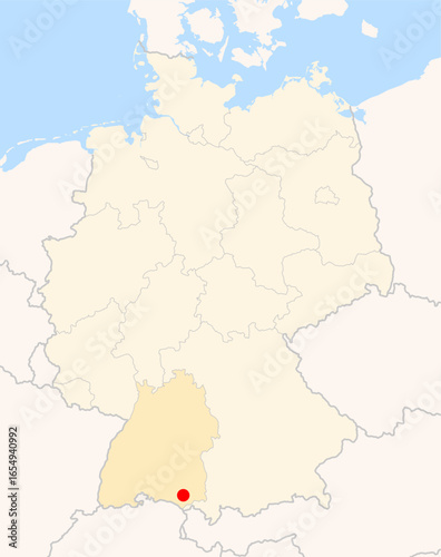 Locatormap of the city Ravensburg (Baden-Wuerttemberg) in Germany.