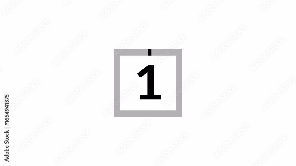 Five second countdown timer animation from 5 seconds to 1 seconds with