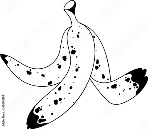 Black-and-white banana peel fruit garbage