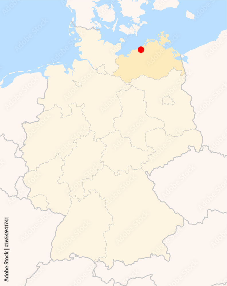 Obraz premium Locatormap of the city Rostock (Mecklenburg-Vorpommern) in Germany.