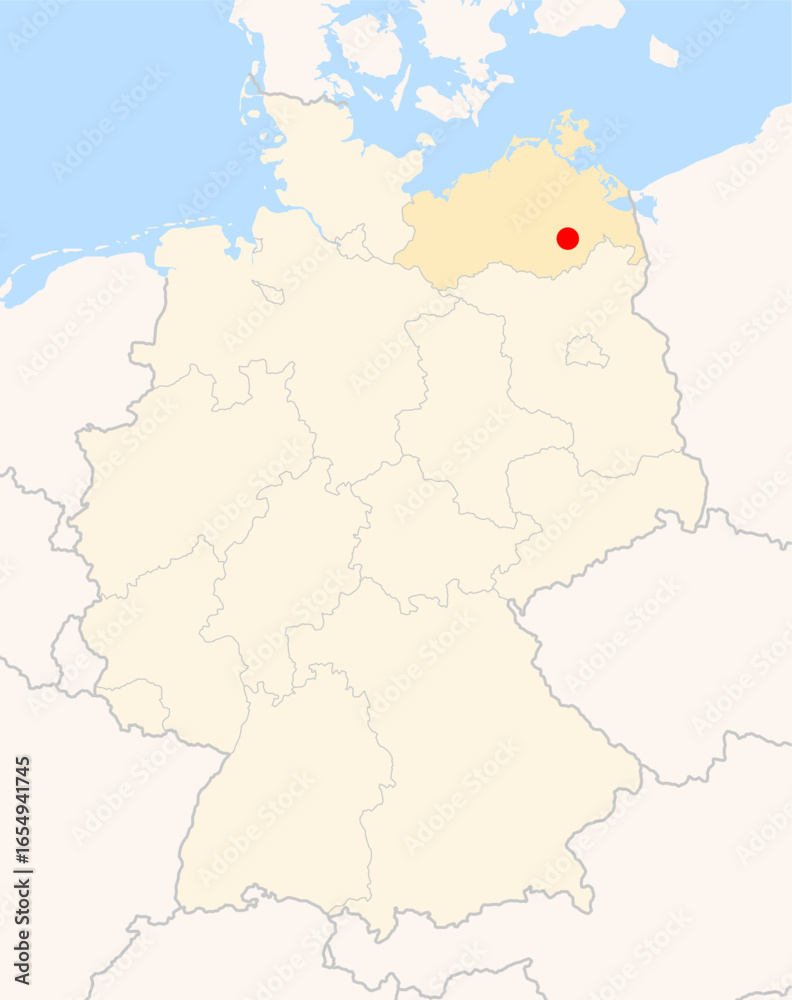 Obraz premium Locatormap of the city Neubrandenburg (Mecklenburg-Vorpommern) in Germany.