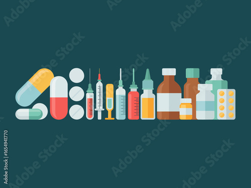 Modern flat design medical and pharmaceutical icons