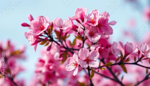 Vibrant pink backdrop, soft spring blossoms subtly scattered, element, pastel