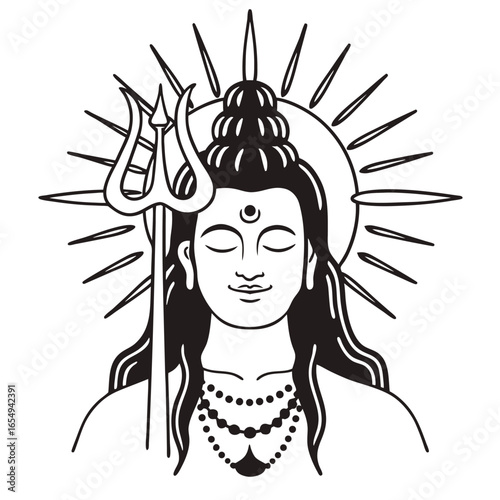 lord shiva god illustration vector black and white