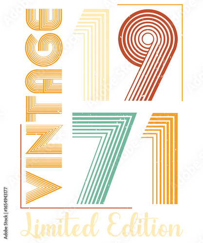 Vintage limited edition design featuring the year nineteen seventy one in retro style typography