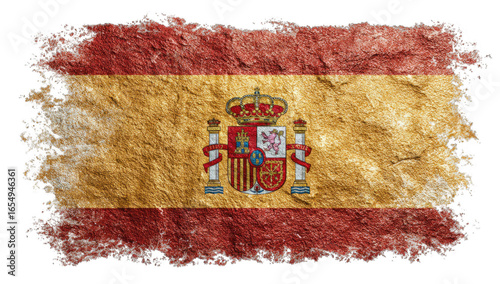 Aged Spanish flag on textured stone
