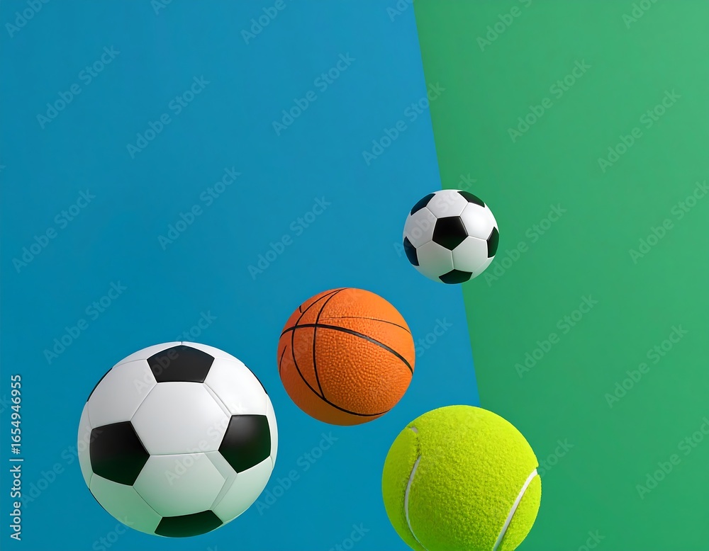 Obraz premium Sport balls in mid-air, vibrant colors