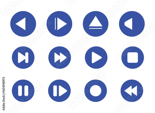 Modern UI Multimedia Control Button Set