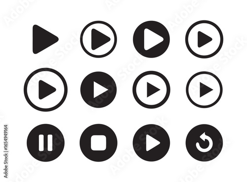 Flat Design Multimedia Control Icons Set