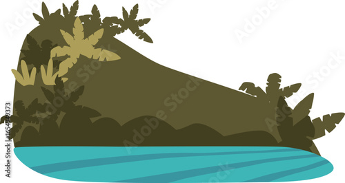 Tropical beach on seaside vector illustration