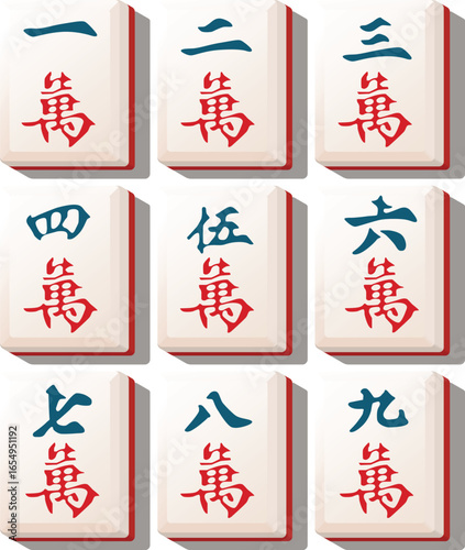 Mahjong cracks only tile set - vector illustration