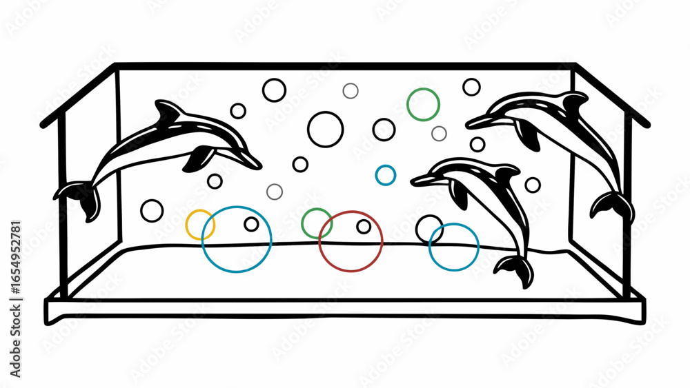 Obraz premium dolphins jumping though circles