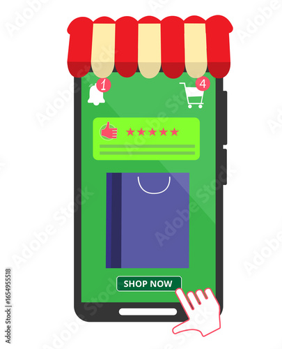 online shopping mobile app with paper package