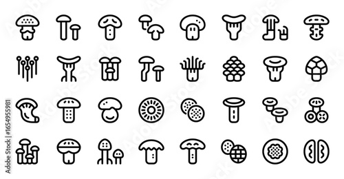Mushrooms icons. Pixel perfect 32x32px.
