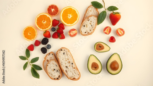 Healthy Mediterranean Breakfast Flat Lay