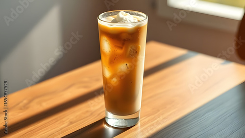 Refreshing Iced Coffee in Glass Cup
